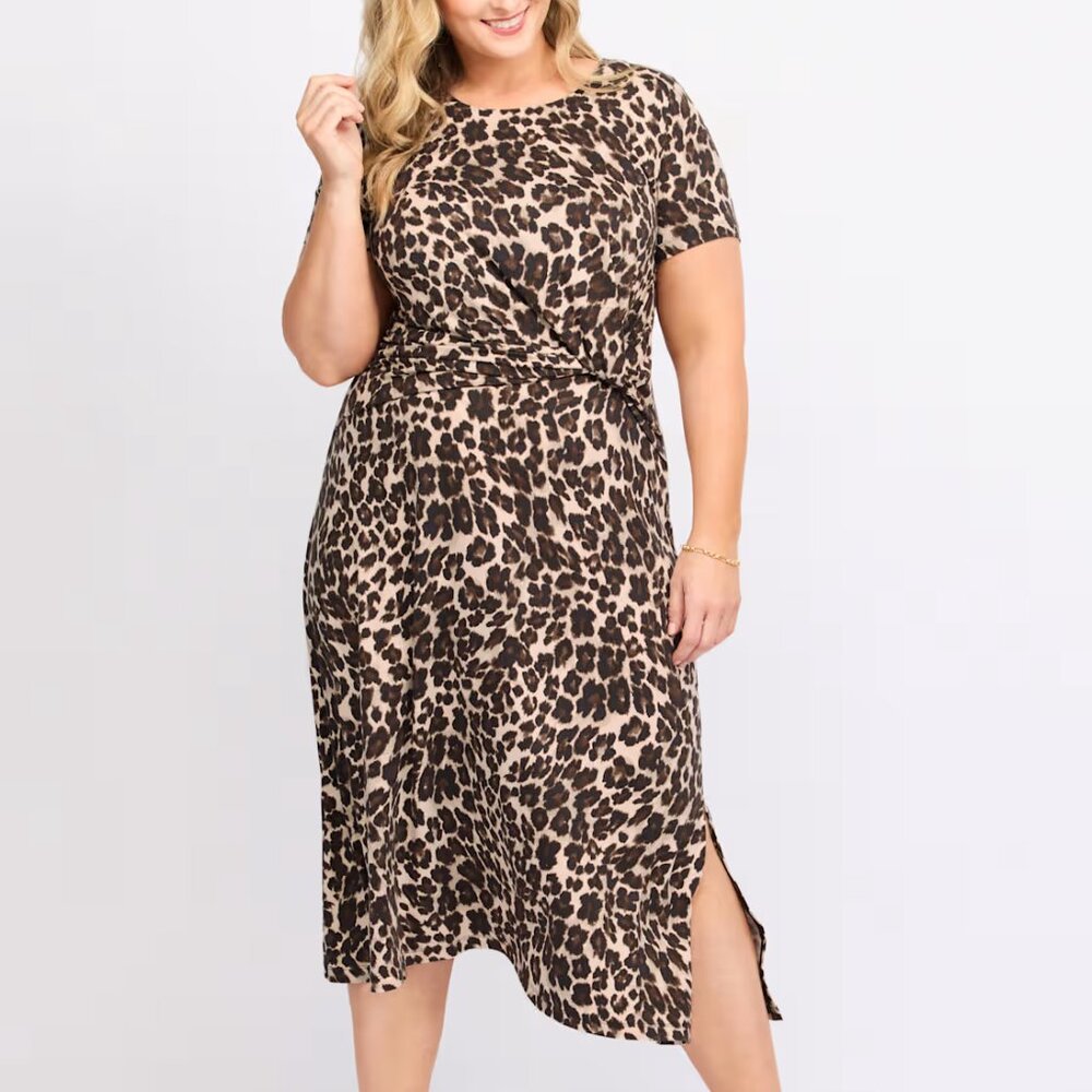 Nine Britton Nadine Animal Print Midi Dress 2X
